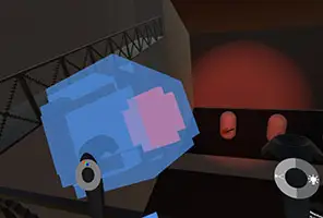 A participant placing lights and controlling colours with the HTC Vive.