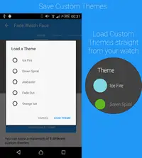 Showing how to send themes from the phone to the watch.