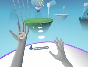 The Jump Gem located near the user's wrist, ready to be pinched.