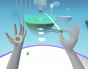 Aiming at where the user wants to teleport to.
