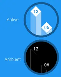 The active and passive views of the watch.