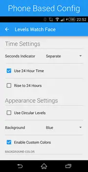 Configuration app for the phone for adjusting colours and settings.
