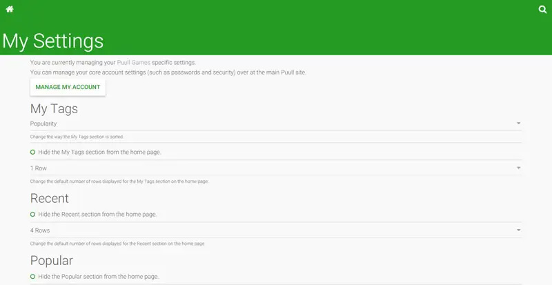 Possible settings the user may have had access to.